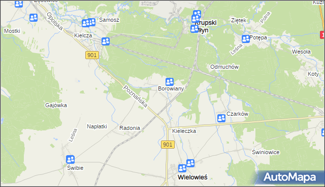 mapa Raduń gmina Wielowieś, Raduń gmina Wielowieś na mapie Targeo