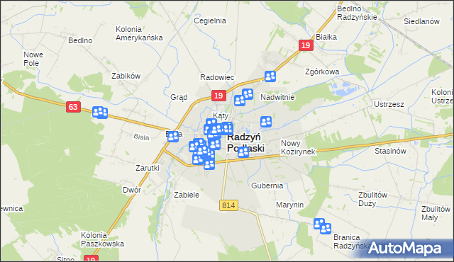 mapa Radzyń Podlaski, Radzyń Podlaski na mapie Targeo