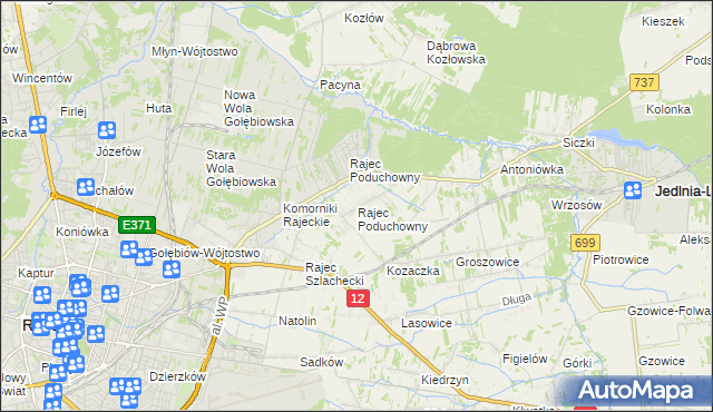 mapa Rajec Poduchowny, Rajec Poduchowny na mapie Targeo