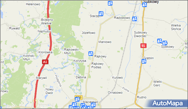 mapa Rajkowy, Rajkowy na mapie Targeo