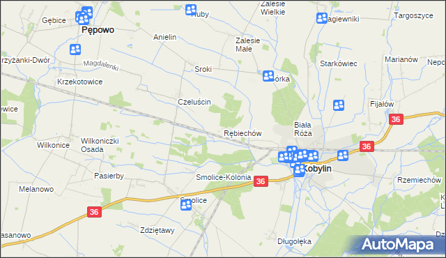 mapa Rębiechów, Rębiechów na mapie Targeo
