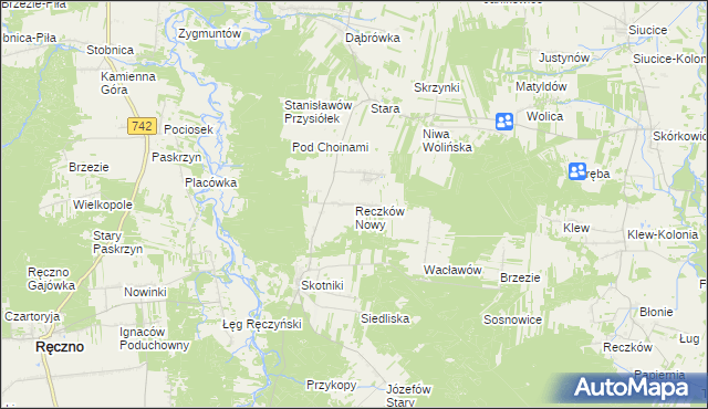 mapa Reczków Nowy, Reczków Nowy na mapie Targeo