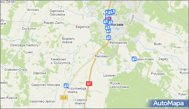 mapa Rembielin gmina Chorzele, Rembielin gmina Chorzele na mapie Targeo