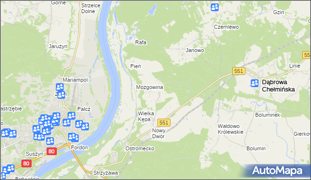 mapa Reptowo gmina Dąbrowa Chełmińska, Reptowo gmina Dąbrowa Chełmińska na mapie Targeo