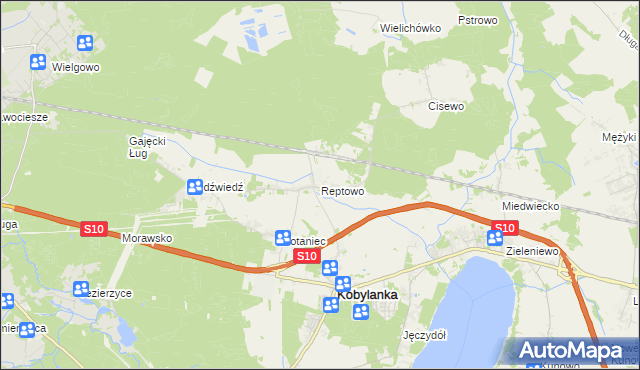 mapa Reptowo gmina Kobylanka, Reptowo gmina Kobylanka na mapie Targeo