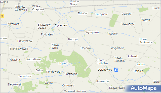 mapa Rochów gmina Grabów, Rochów gmina Grabów na mapie Targeo