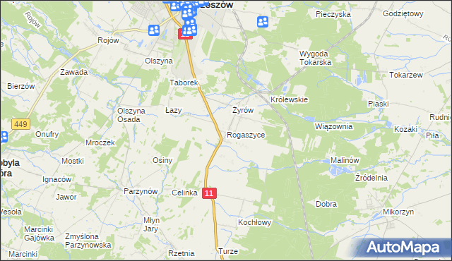 mapa Rogaszyce gmina Ostrzeszów, Rogaszyce gmina Ostrzeszów na mapie Targeo