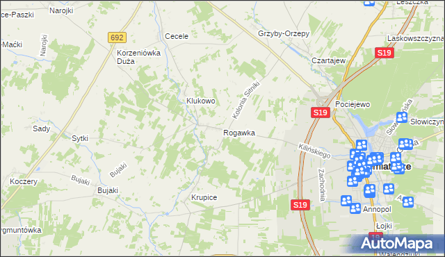 mapa Rogawka, Rogawka na mapie Targeo