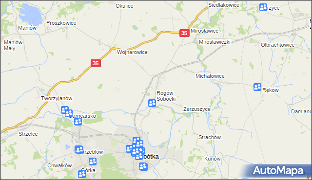 mapa Rogów Sobócki, Rogów Sobócki na mapie Targeo