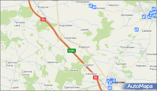 mapa Rojęczyn, Rojęczyn na mapie Targeo