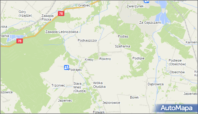 mapa Rokitno gmina Szczekociny, Rokitno gmina Szczekociny na mapie Targeo