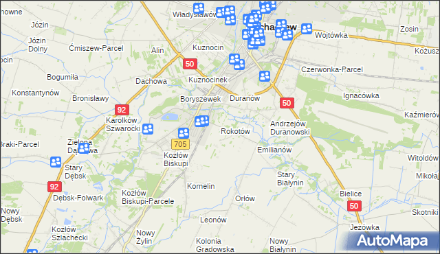 mapa Rokotów, Rokotów na mapie Targeo