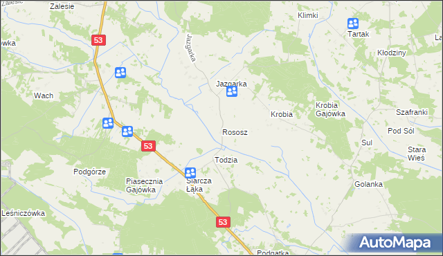 mapa Rososz gmina Kadzidło, Rososz gmina Kadzidło na mapie Targeo