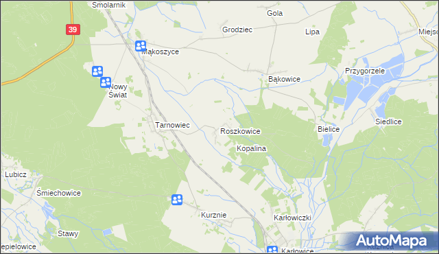 mapa Roszkowice gmina Lubsza, Roszkowice gmina Lubsza na mapie Targeo