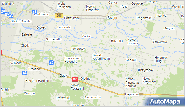 mapa Rożek Krzymowski, Rożek Krzymowski na mapie Targeo