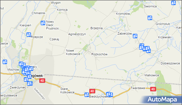 mapa Rozkochów gmina Walce, Rozkochów gmina Walce na mapie Targeo