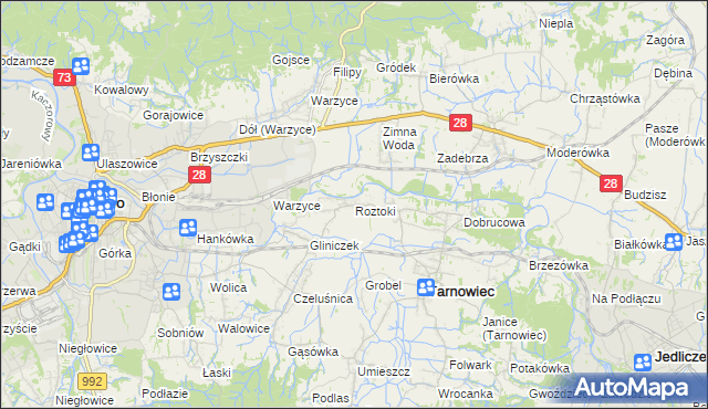 mapa Roztoki gmina Tarnowiec, Roztoki gmina Tarnowiec na mapie Targeo