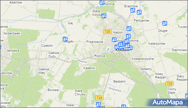 mapa Różyca, Różyca na mapie Targeo