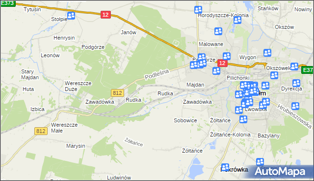 mapa Rudka gmina Chełm, Rudka gmina Chełm na mapie Targeo