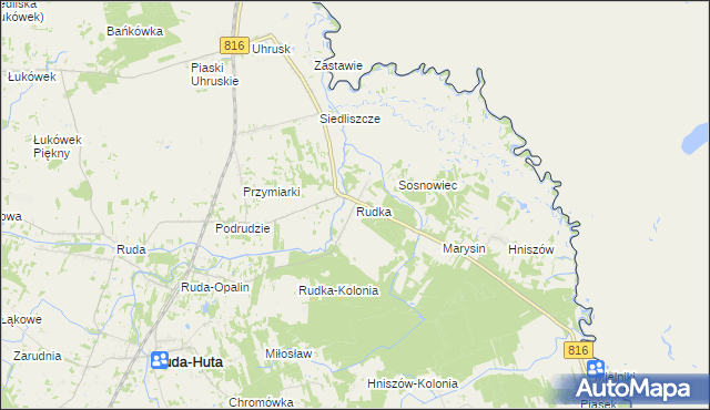 mapa Rudka gmina Ruda-Huta, Rudka gmina Ruda-Huta na mapie Targeo