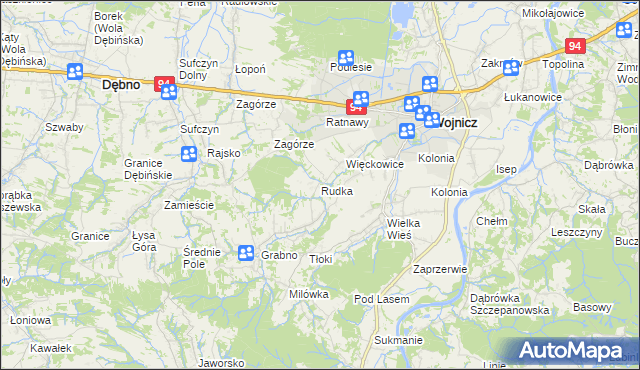 mapa Rudka gmina Wojnicz, Rudka gmina Wojnicz na mapie Targeo