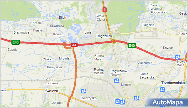 mapa Rudna Mała gmina Głogów Małopolski, Rudna Mała gmina Głogów Małopolski na mapie Targeo