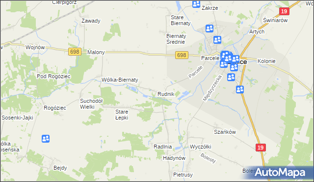 mapa Rudnik gmina Łosice, Rudnik gmina Łosice na mapie Targeo