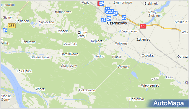 mapa Rudno gmina Czernikowo, Rudno gmina Czernikowo na mapie Targeo