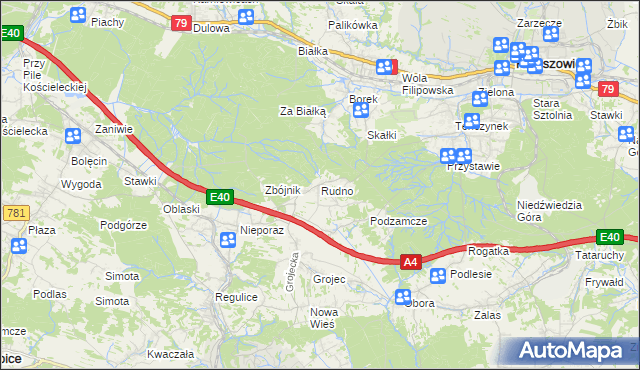 mapa Rudno gmina Krzeszowice, Rudno gmina Krzeszowice na mapie Targeo