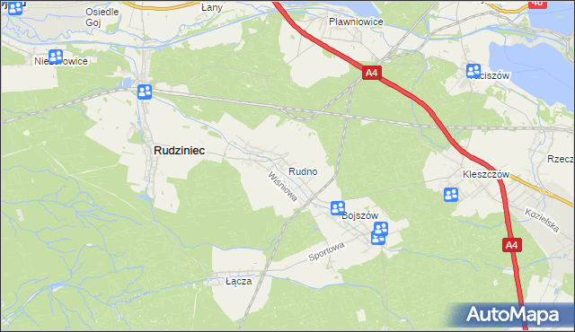 mapa Rudno gmina Rudziniec, Rudno gmina Rudziniec na mapie Targeo