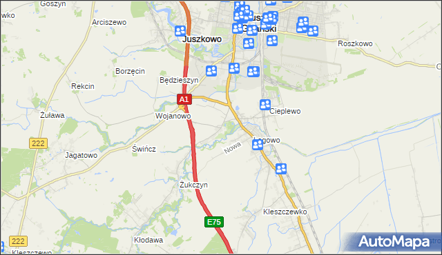 mapa Rusocin gmina Pruszcz Gdański, Rusocin gmina Pruszcz Gdański na mapie Targeo