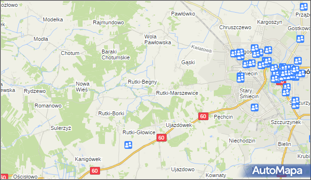 mapa Rutki-Marszewice, Rutki-Marszewice na mapie Targeo