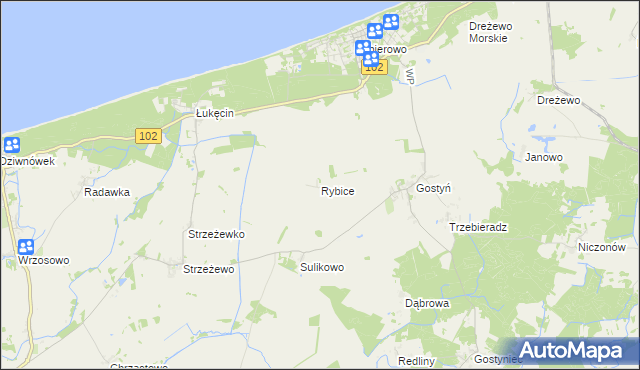 mapa Rybice, Rybice na mapie Targeo