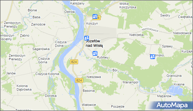 mapa Rybitwy gmina Józefów nad Wisłą, Rybitwy gmina Józefów nad Wisłą na mapie Targeo