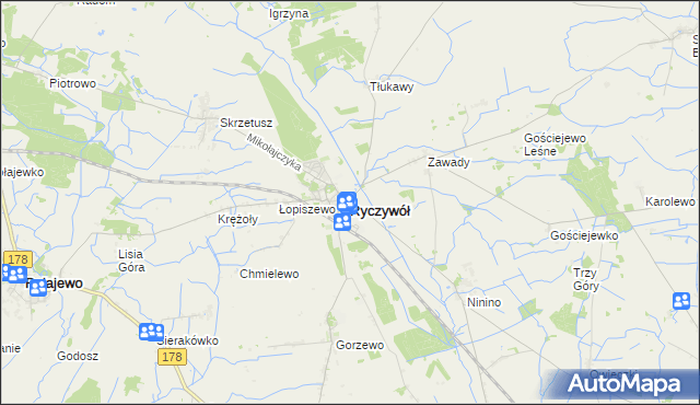 mapa Ryczywół powiat obornicki, Ryczywół powiat obornicki na mapie Targeo