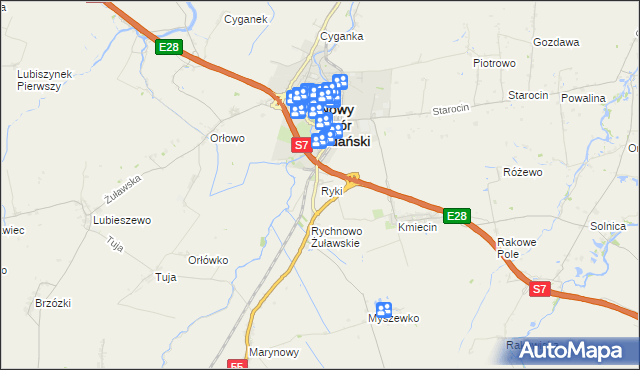 mapa Ryki gmina Nowy Dwór Gdański, Ryki gmina Nowy Dwór Gdański na mapie Targeo