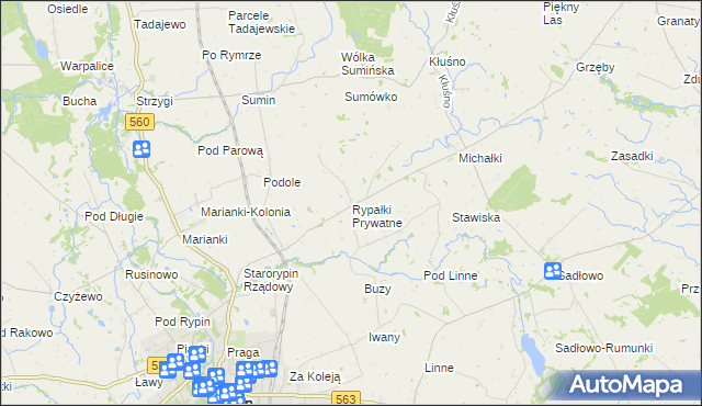 mapa Rypałki Prywatne, Rypałki Prywatne na mapie Targeo