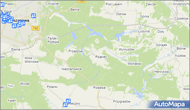 mapa Rząbiec, Rząbiec na mapie Targeo