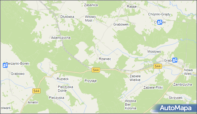 mapa Rżaniec, Rżaniec na mapie Targeo