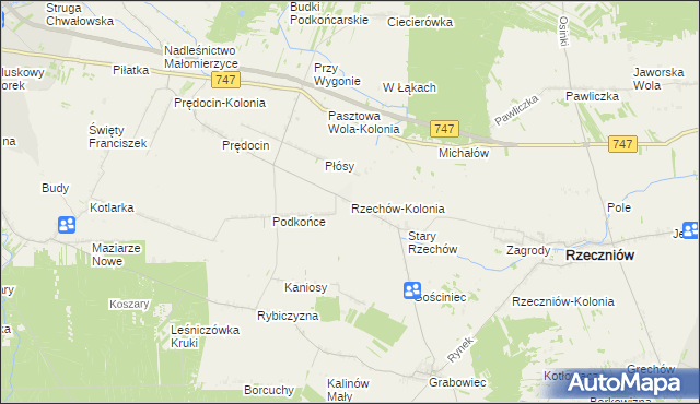 mapa Rzechów-Kolonia, Rzechów-Kolonia na mapie Targeo