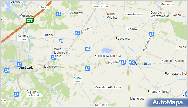 mapa Rzeczków-Kolonia, Rzeczków-Kolonia na mapie Targeo