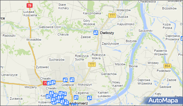 mapa Rzeczyca Mokra, Rzeczyca Mokra na mapie Targeo