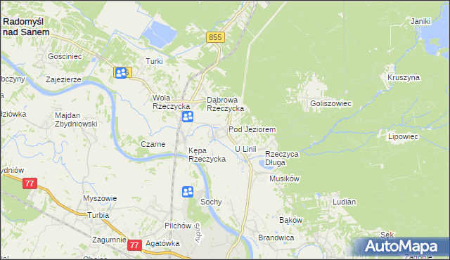 mapa Rzeczyca Okrągła, Rzeczyca Okrągła na mapie Targeo