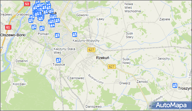 mapa Rzekuń, Rzekuń na mapie Targeo