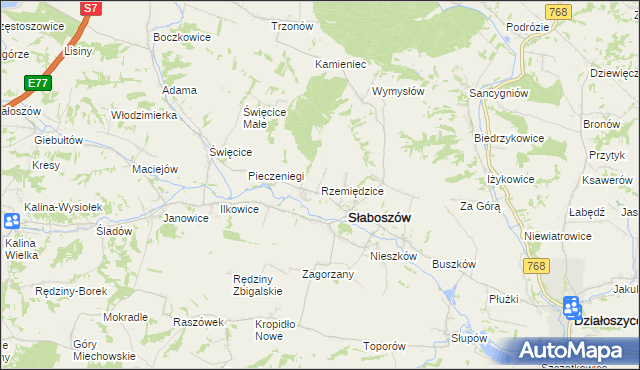 mapa Rzemiędzice, Rzemiędzice na mapie Targeo