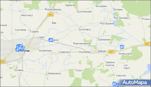 mapa Rzemieniewice gmina Szubin, Rzemieniewice gmina Szubin na mapie Targeo