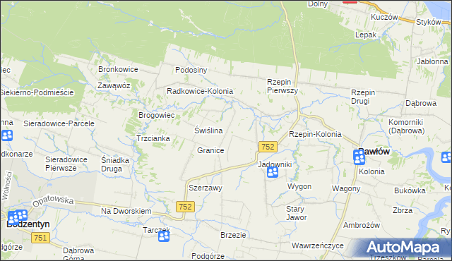 mapa Rzepinek gmina Pawłów, Rzepinek gmina Pawłów na mapie Targeo