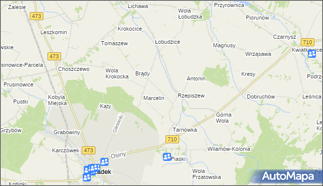 mapa Rzepiszew-Kolonia, Rzepiszew-Kolonia na mapie Targeo