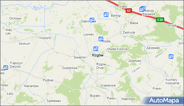 mapa Rzgów powiat koniński, Rzgów powiat koniński na mapie Targeo