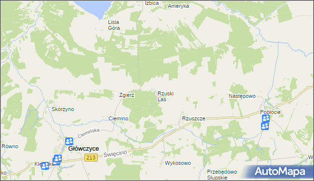 mapa Rzuski Las, Rzuski Las na mapie Targeo